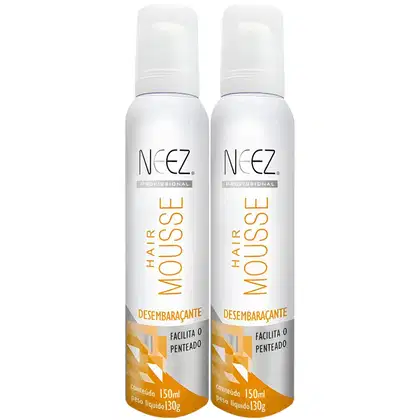 Imagem do produto Kit 2 Mousse Desembaraçante Capilar Neez Finalizador Facilita Penteado Hidratante Ação Rápida 150ml