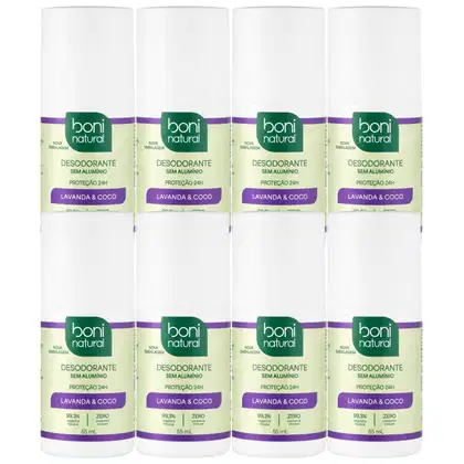 Imagem do produto Kit 8 Desodorante Boni Natural Roll-On Natural Coco E Magnésio Vegano Lavanda 24Hrs Proteção 55ml