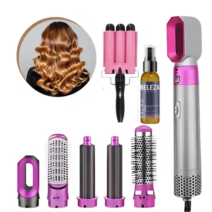 Imagem do produto Kit secador 5 em 1, spray de brilho e modelador triondas