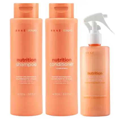 Imagem do produto Kit Shampoo e Condicionador BRAÉ Stages Nutrition + Spray Finalizador 260ml