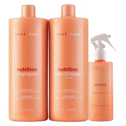 Imagem do produto BRAÉ Stages Nutrition Kit Shampoo e Condicionador 1 Litro + Spray Multifuncional