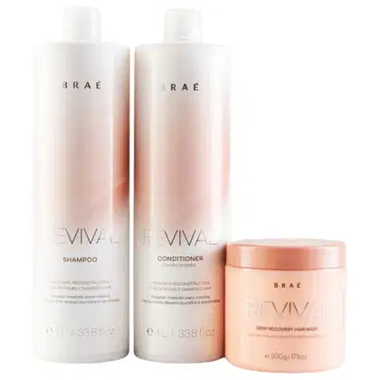 Imagem do produto BRAÉ Revival Kit Shampoo, Condicionador e Máscara de Revitalização 1L