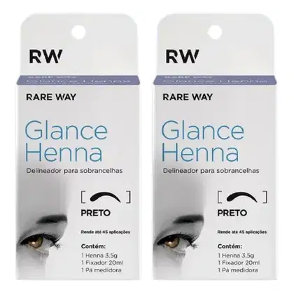 Imagem do produto Kit 2 Henna Glance Cor Preto Rare Way 3,5g