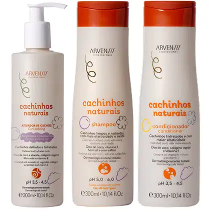Imagem do produto Kit Shampoo Condicionador Ativador Arvensis Cachinhos Naturais Linha Infantil Vegano Sem Sulfato
