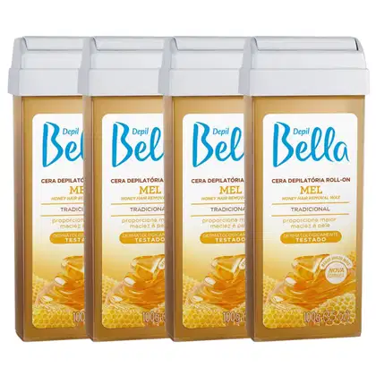 Imagem do produto Kit Cera Rollon Profissional Depil Bella De Mel 4 Unidades