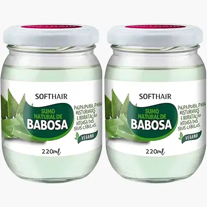 Imagem do produto Kit 2 Sumo De Babosa Soft Hair Polpa Pura Natural Hidratação Intensa Capilar Vegano 220ml