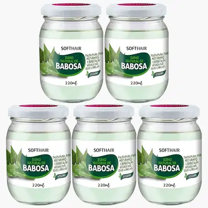 Imagem do produto Kit 5 Sumo De Babosa Soft Hair Polpa Pura Natural Hidratação Intensa Capilar Vegano 220ml