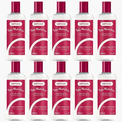 Imagem do produto Kit 10 Sabonete Liquido Tira Manchas Removedor Henna Testa Orelhas E Mãos Suaveness Soft Hair 100ml