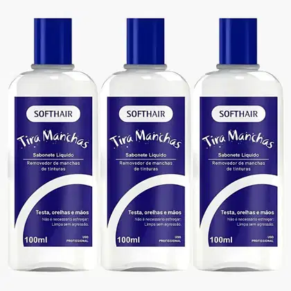 Imagem do produto Kit 3 Sabonete Liquido Tira Manchas Soft Hair Pele E Mãos Removedor De Tintura Profissional 100ml