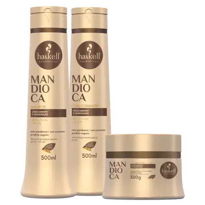 Imagem do produto Kit Haskell Mandioca Shampoo e Condicionador 500ml + Mascara 300g