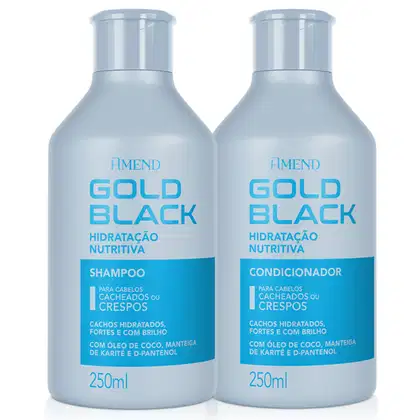 Imagem do produto Shampoo e Condicionador pra Cachos Kit Amend Gold Black Hidrataçao