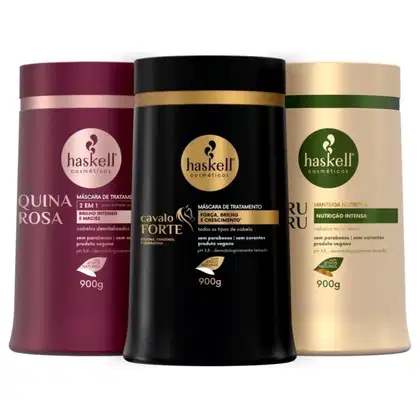 Imagem do produto Cronograma Capilar Haskell Mascaras Cavalo Forte, Murumuru e Quina Rosa 900g