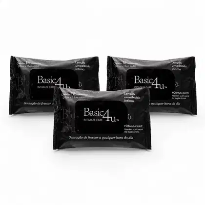 Imagem do produto Kit Basic4u: 3 Lenços Umidecidos Íntimos Higiene e Frescor