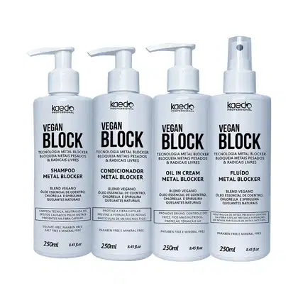 Imagem do produto Kit Kaedo Professional Vegan Block Shampoo, Condicionador, Óleo em Creme, Fluído