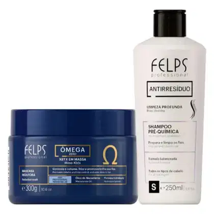 Imagem do produto Kit Shampoo Antirresíduos 250ml +XBTX Ômega 300g - Felps Profissional.