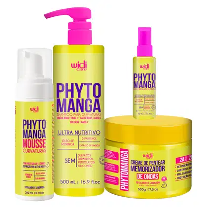 Imagem do produto Kit Widi Care PhytoManga Curvas Shampoo, Creme p/Ondas, Mousse e Reparador