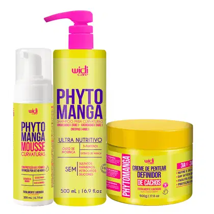 Imagem do produto Kit Widi Care PhytoManga Curvas Shampoo, Creme p/Cachos, Mousse