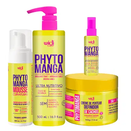 Imagem do produto Kit Widi Care PhytoManga Curvas Shampoo, Creme p/Cachos, Mousse e Reparador