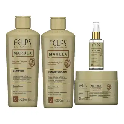 Imagem do produto Kit c/4 Marula Hipernutrição Felps - Shampoo 250ml + Condicionador 250ml + Máscara 300g + Óleo 50ml.