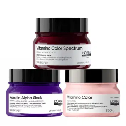 Imagem do produto Trio Máscaras L'Oréal Professionnel para Nutrição, Proteção e Cores for Home (3 Produtos)