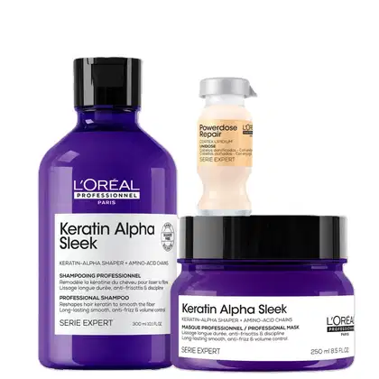 Imagem do produto Trio L'Oréal Professionnel Keratin Alpha Sleek Protein Treatment for Home (3 Produtos)
