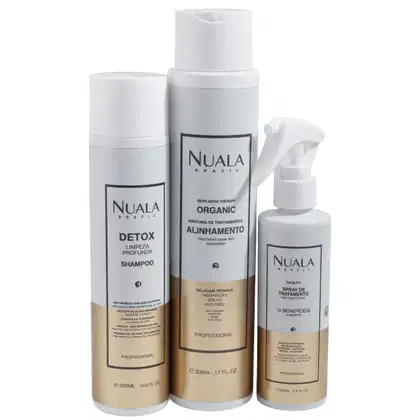 Imagem do produto Kit Nuala Progressiva Orgânica sem Formol Shampoo + Progressiva + Leave-in (3 Produtos)