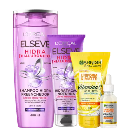 Imagem do produto Kit Beleza na Web Hidra Hialurônico & Matte Vitamina C (4 Produtos)