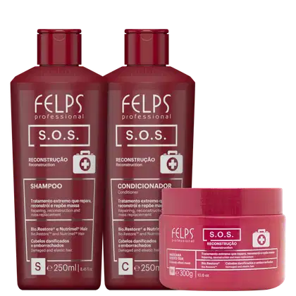 Imagem do produto Kit Felps Professional S.O.S. Reconstrução Trio Home Care (3 Produtos)