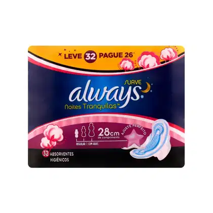Imagem do produto Absorvente Always Noites Tranquilas Suave Com Abas Leve 32 Pague 26