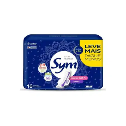 Imagem do produto Absorvente Sym C/Abas Noite Dia Suave C/16