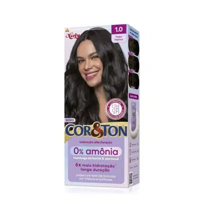 Imagem do produto Tintura Cor&Ton Niely 0% Amônia 1.0 Preto Intenso