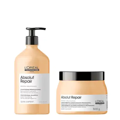 Kit L'Oréal Professionnel Serie Expert Absolut Repair Gold Quinoa + Protein Dupla Ação, 2 produtos.