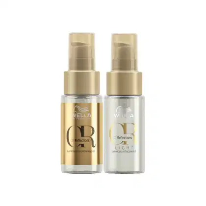 Kit com dois óleos capilares Oil Reflections da marca Wella Professionals.