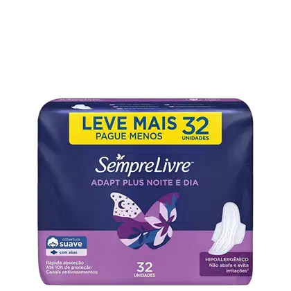 Imagem do produto Sempre Livre Adapt Plus Noite e Dia Suave - Absorvente com Abas (32 Unidades)