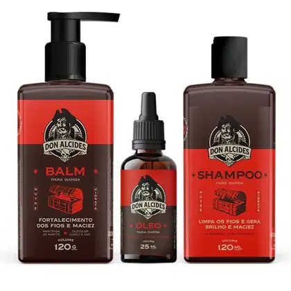 Imagem do produto KIT SHAMPOO BALM  E ÓLEO PARA BARBA DON ALCIDES BARBA NEGRA