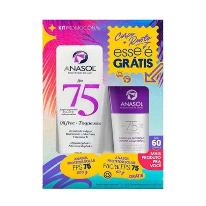 Imagem do produto Kit Anasol Protetor Solar FPS 75 200g + Protetor Solar Facial FPS 75 60g