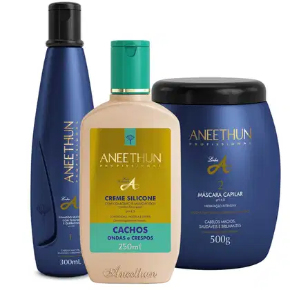Imagem do produto Kit De Hidratação Imediata Linha A  Cachos Aneethun 3 Itens