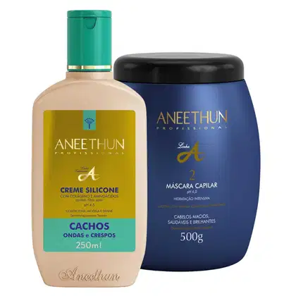 Imagem do produto Kit Creme De Silicone Cachos E Mascara Linha A Aneethun
