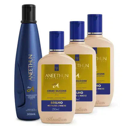 Imagem do produto Kit Linha A Shampoo e 3 Cremes De Silicone Aneethun 250ml