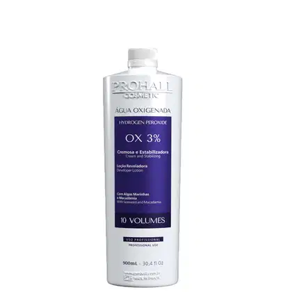 Água Oxigenada de 10 volumes OX 3% da marca Prohall Cosmetic.