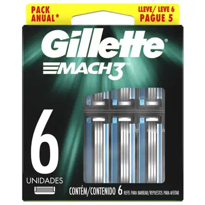 Imagem do produto Carga de Aparelho para Barbear Gillette Mach3 com 6 unidades