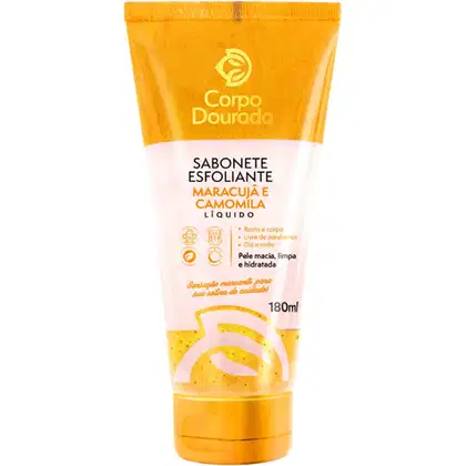 Imagem do produto Corpo Dourado Maracujá e Camomila - Sabonete Esfoliante Líquido Facial e Corporal 180ml