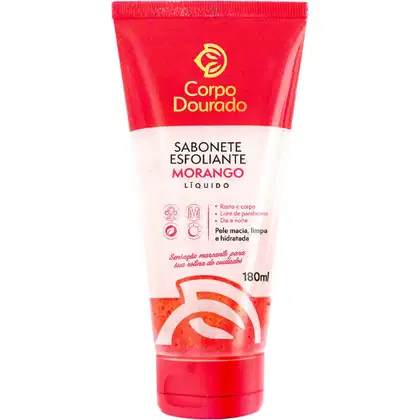 Imagem do produto Corpo Dourado Morango - Sabonete Esfoliante Líquido Facial e Corporal 180ml