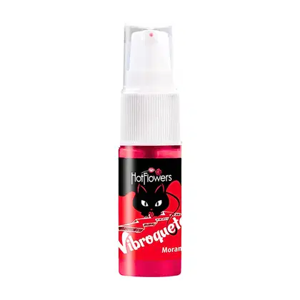 A imagem mostra o Gel Beijável Vibroquete Morango da marca HotFlowers.