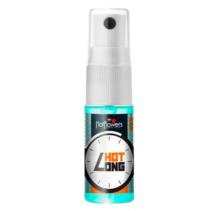 A imagem mostra o Spray Retardante de Ejaculação Masculina Hot Long da marca HotFlowers.