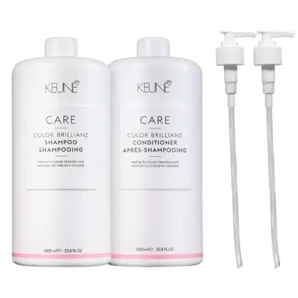 Kit Keune Color Brillianz - Shampoo 1L + Condicionador 1L + Válvula Pump