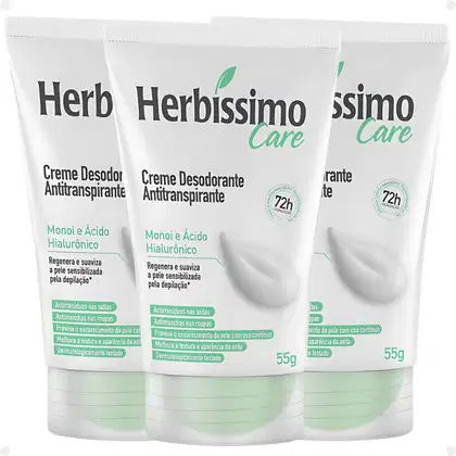 Imagem do produto Kit Herbíssimo Care Monoi e Ácido Hialurônico: 3 Cremes Desodorante 55g