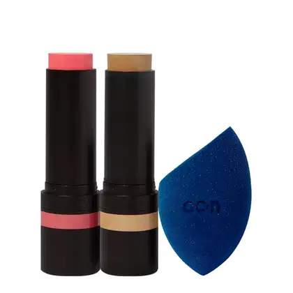 Imagem do produto Kit Océane Edition Blush Cloudy Pink Stick Contorno Marrom Claro e Flat Blend Azul (3 produtos)