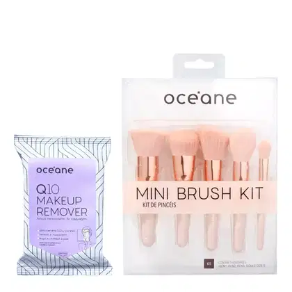 Imagem do produto Kit Océane Q10 Makeup Lenço Demaquilantee e  Mini Kit com 5 Pincéis (2 produtos)