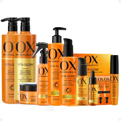 Imagem do produto Kit Ox Mari Maria Hair Vita Glow: Shampoo, Condicionador, Máscara, Ampola, Sérum, Leave-In, Defrizante, Óleo, Tônico e Alinhador de Fios